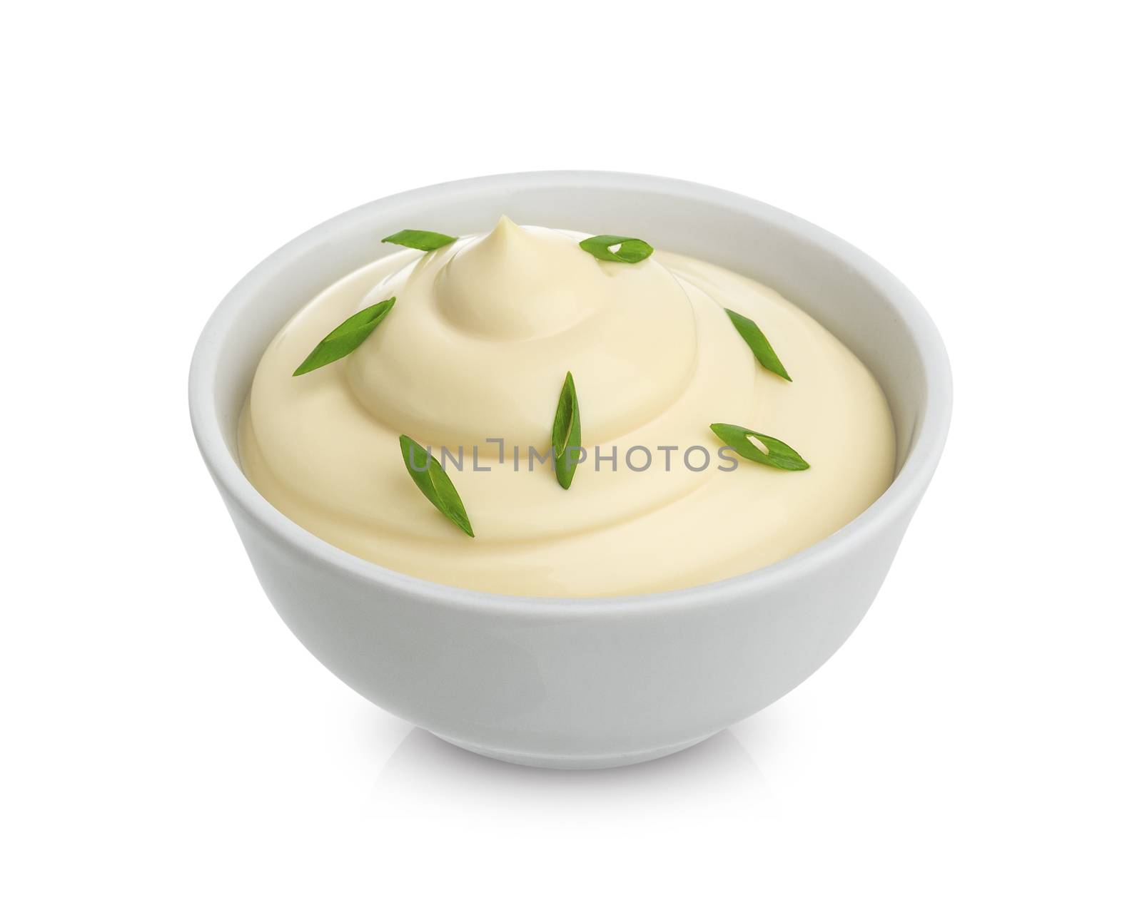 Sour cream with onion isolated on white background by xamtiw