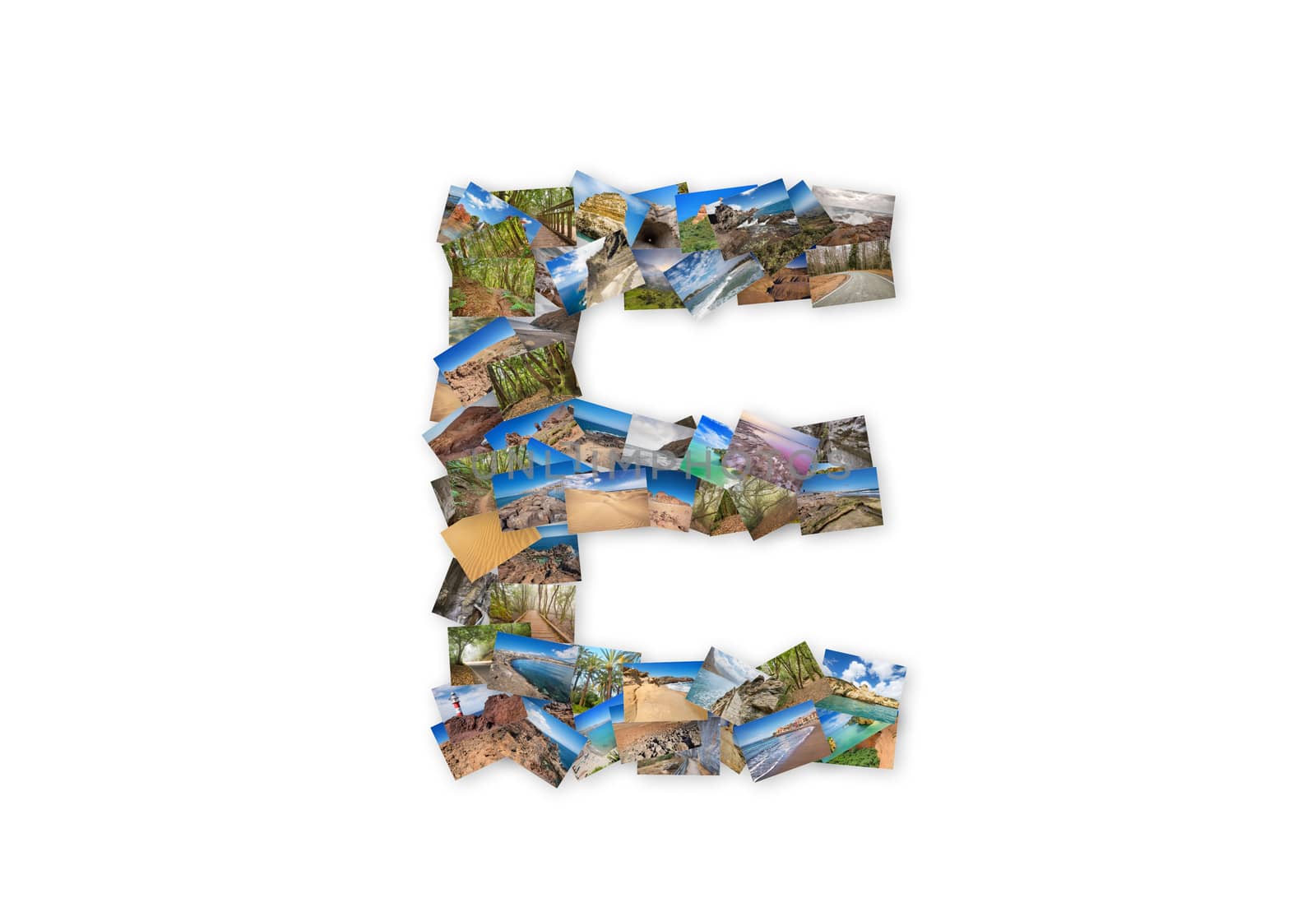 Letter E uppercase font shape alphabet collage made of my best l by HERRAEZ