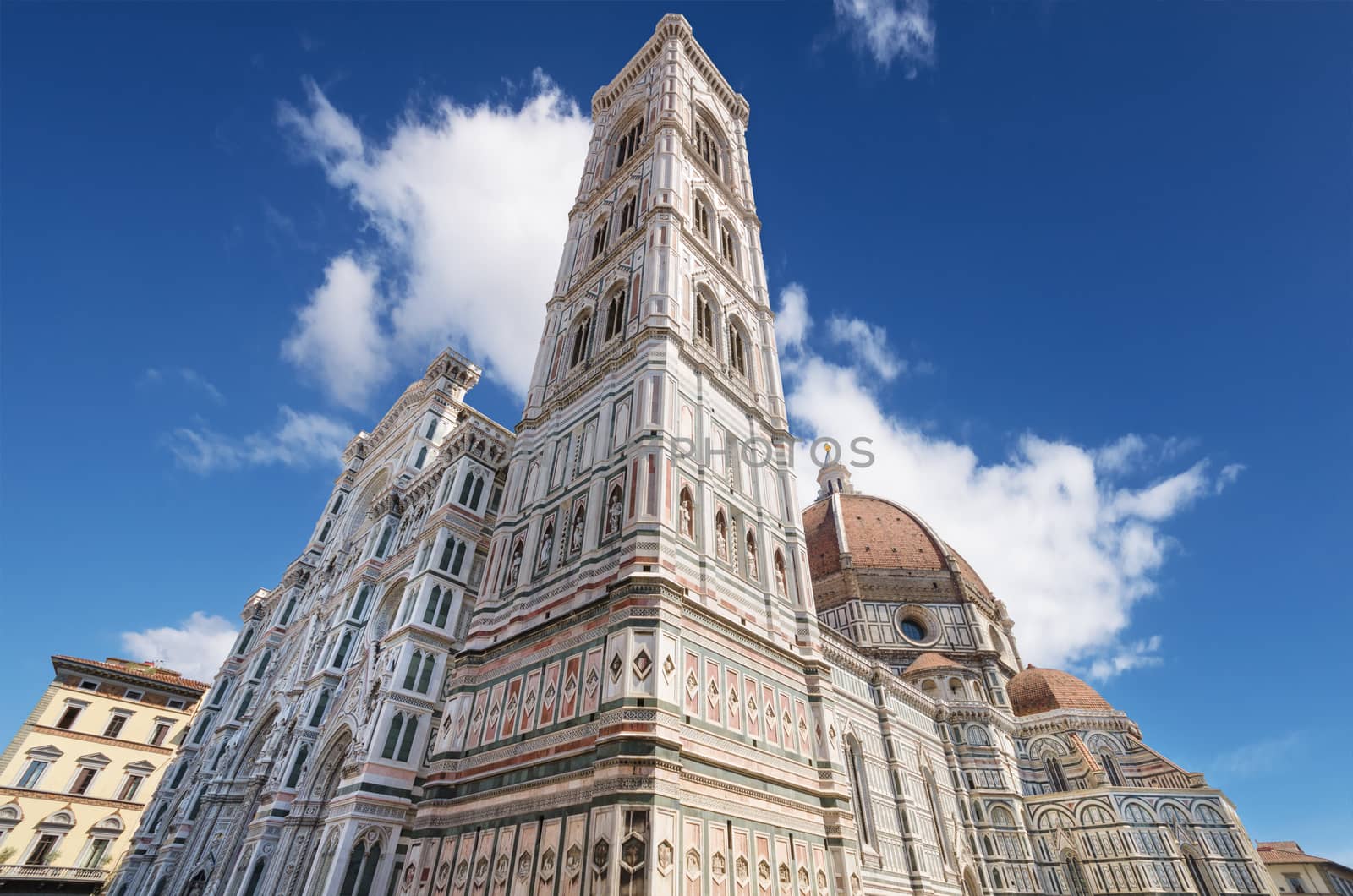 facade of famous Florence cathedral, Santa Maria del Fiore.