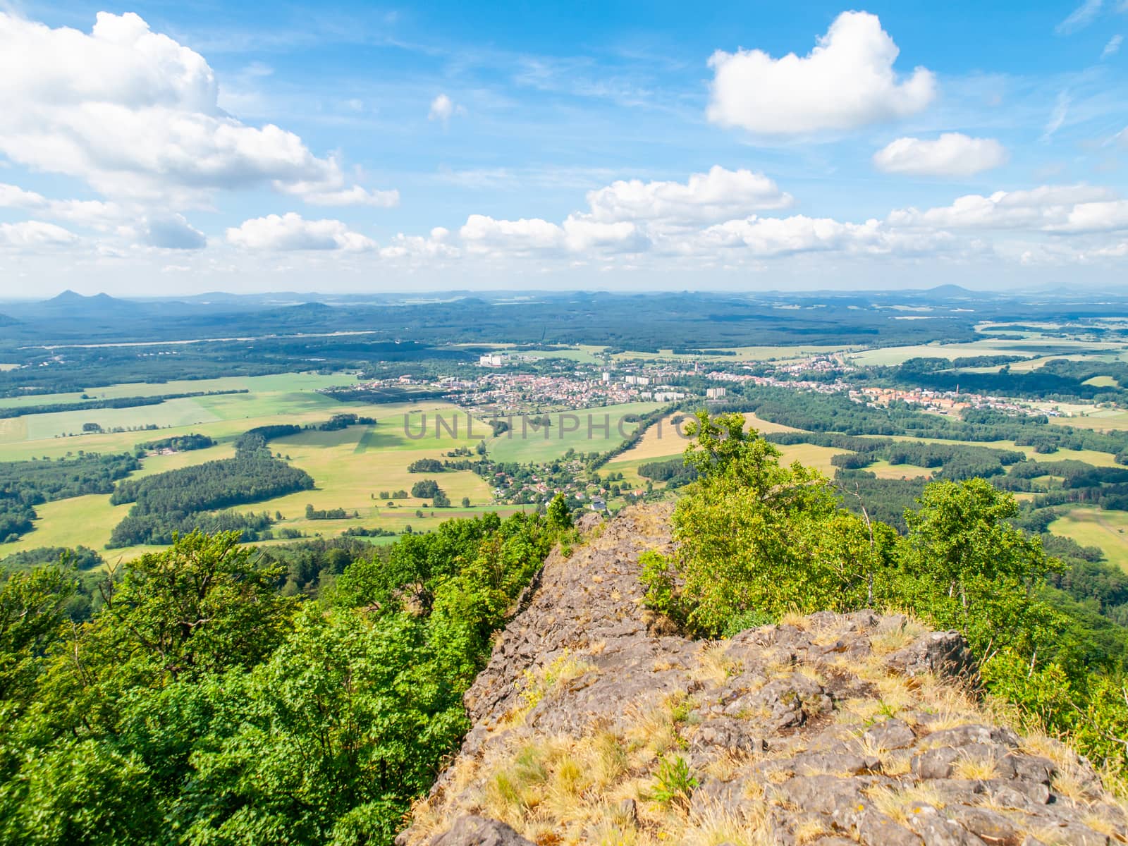 Rural landscape around Mimon on sunny summer day, view from Ralsko mountain, Czech Republic by pyty