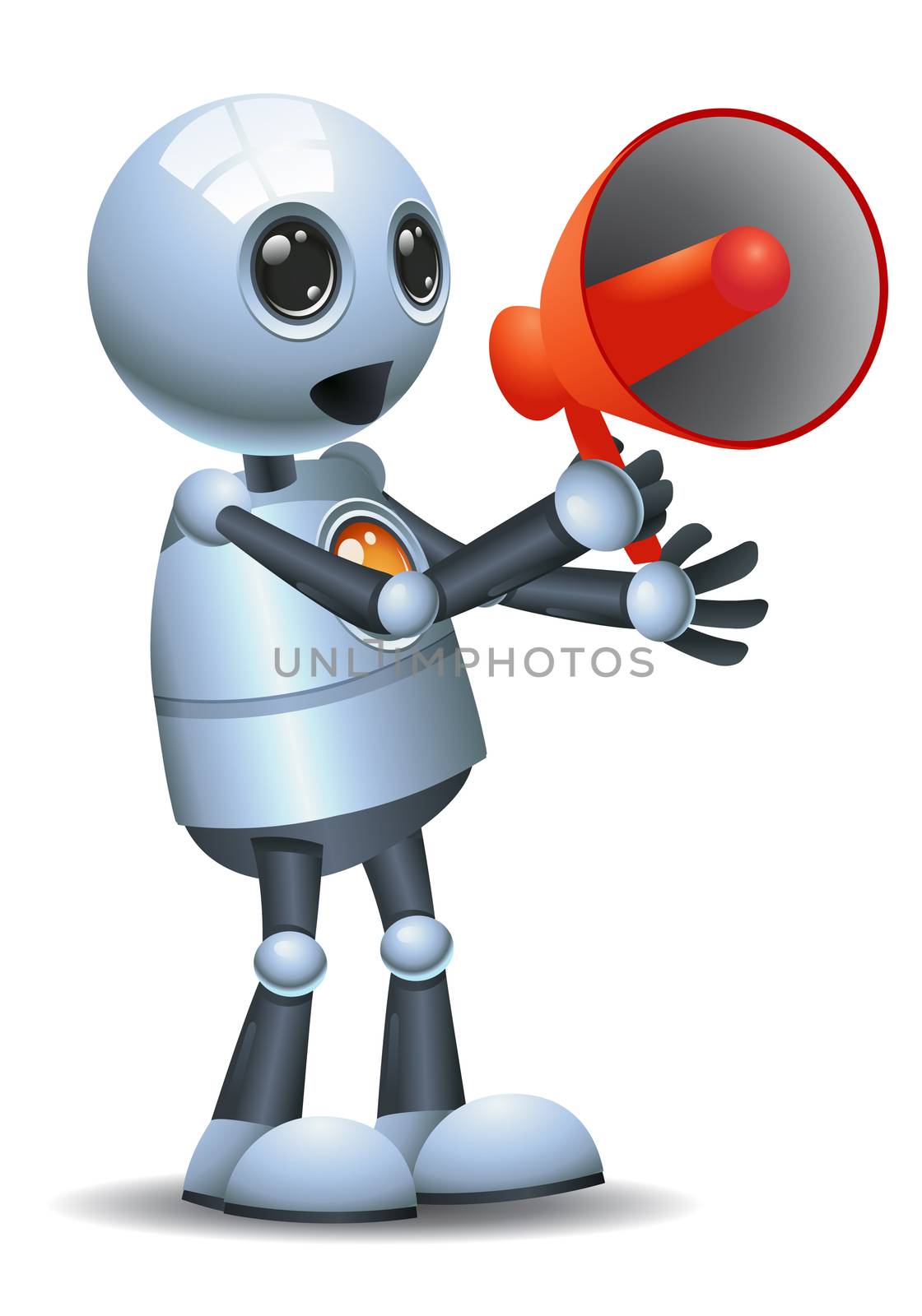 little robot hold megaphone by onime