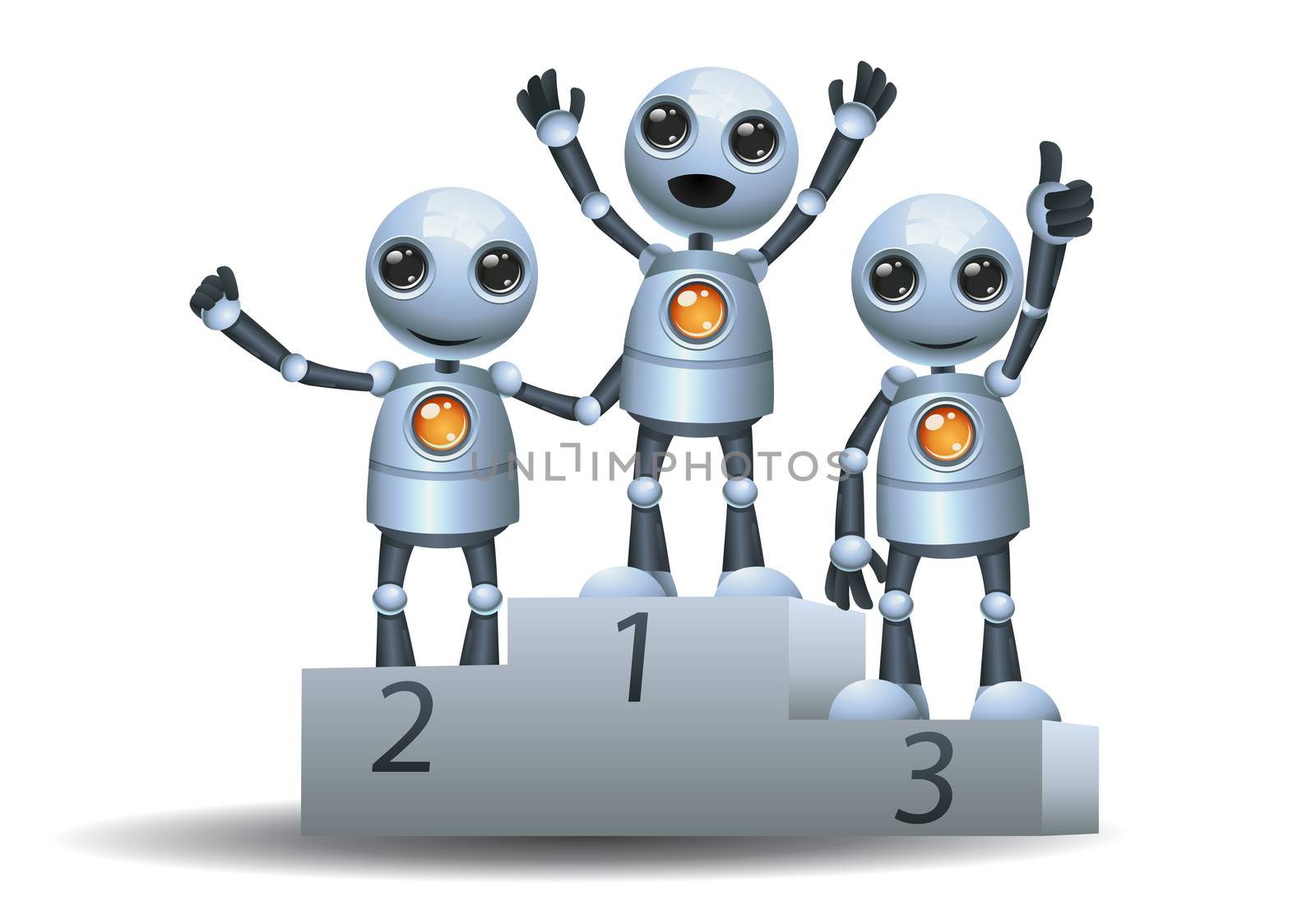 little robot on top of winner podium by onime