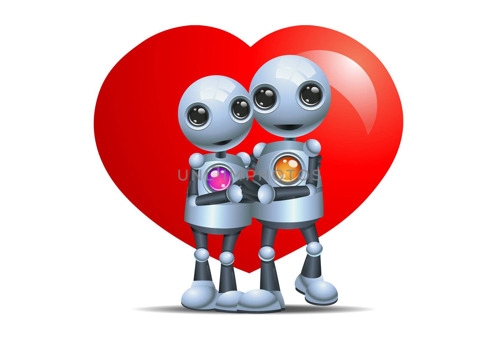 little robot hugging in love shape by onime