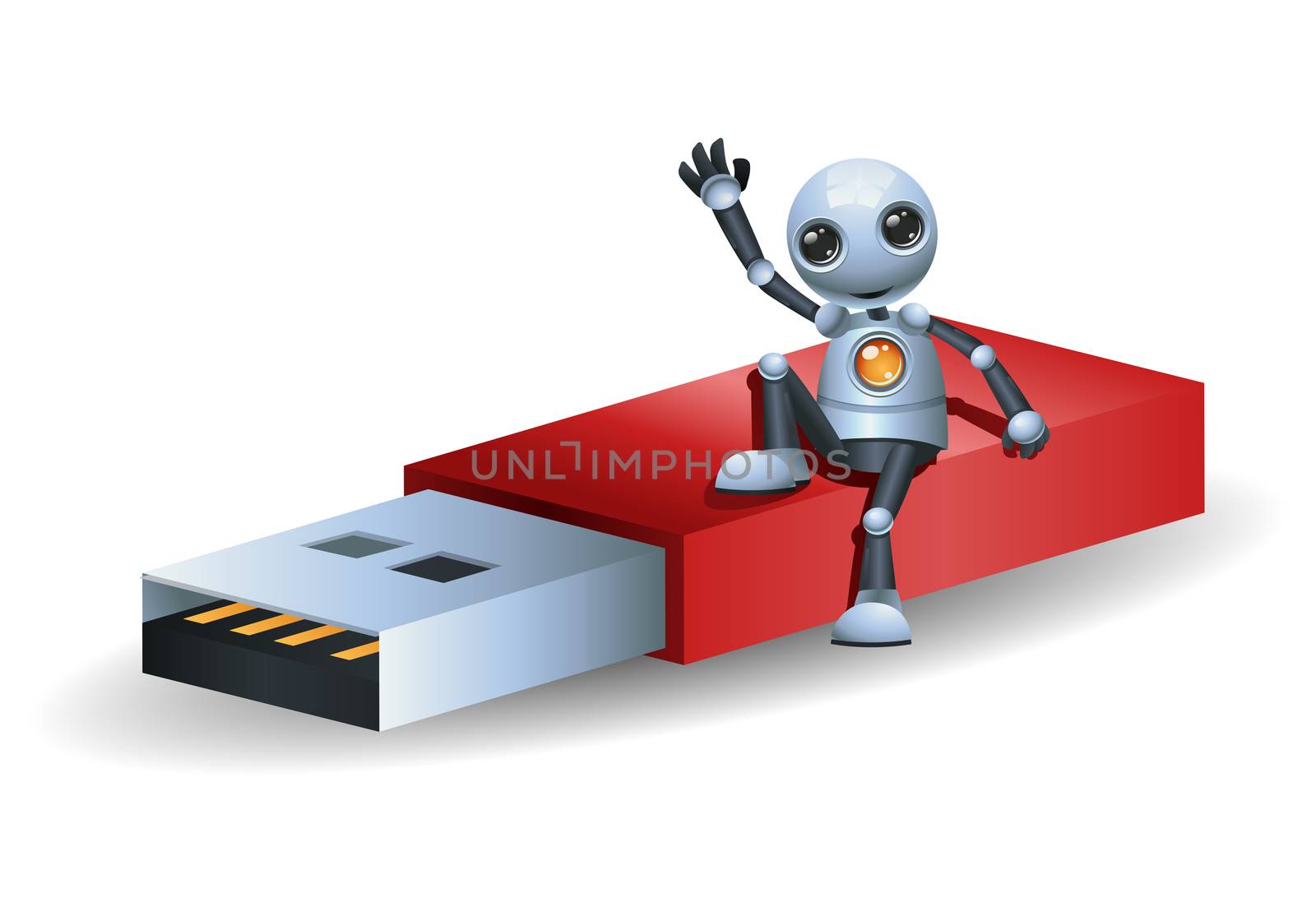 little robot sit on flashdisk by onime