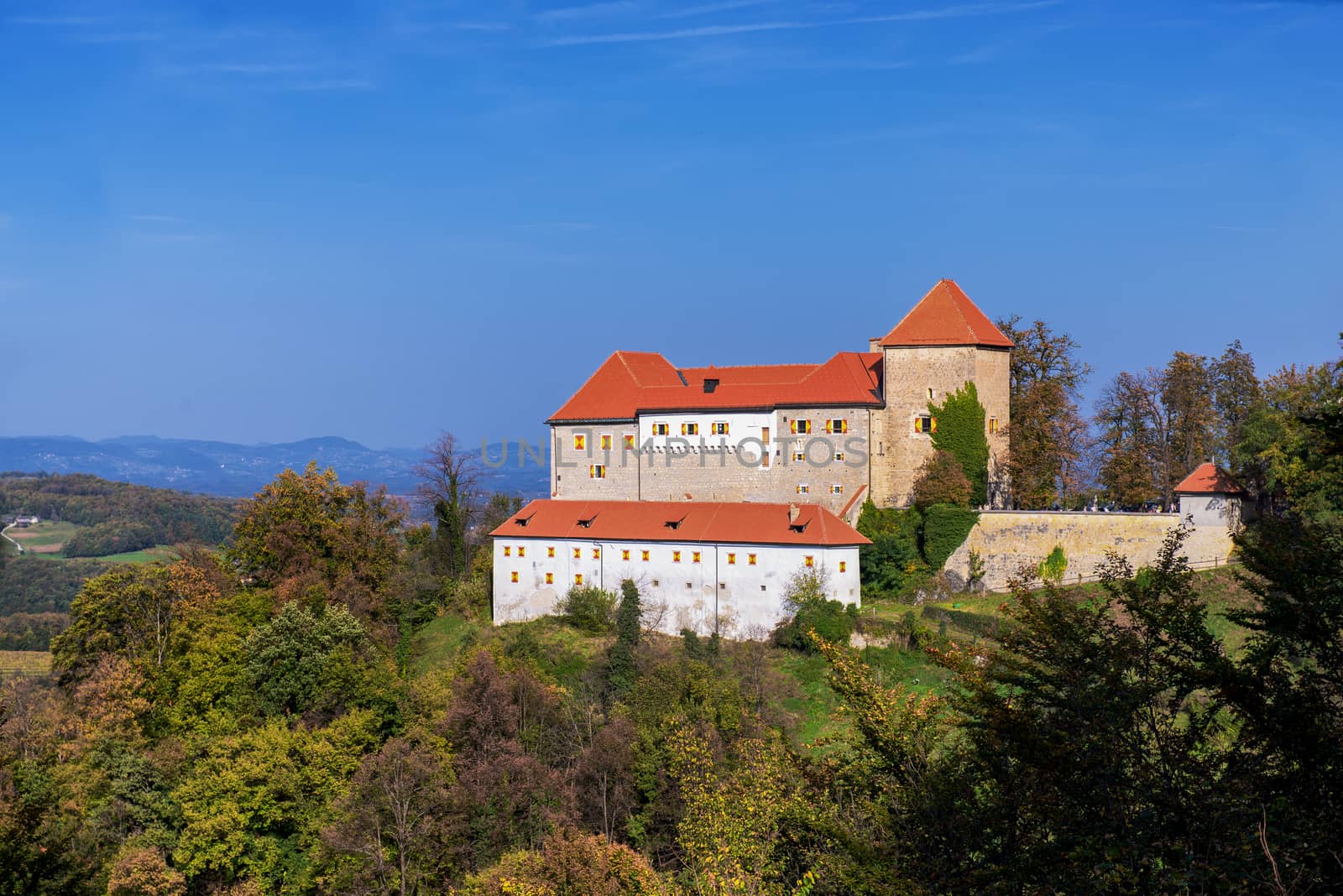 Medieval castle on top of hill by asafaric