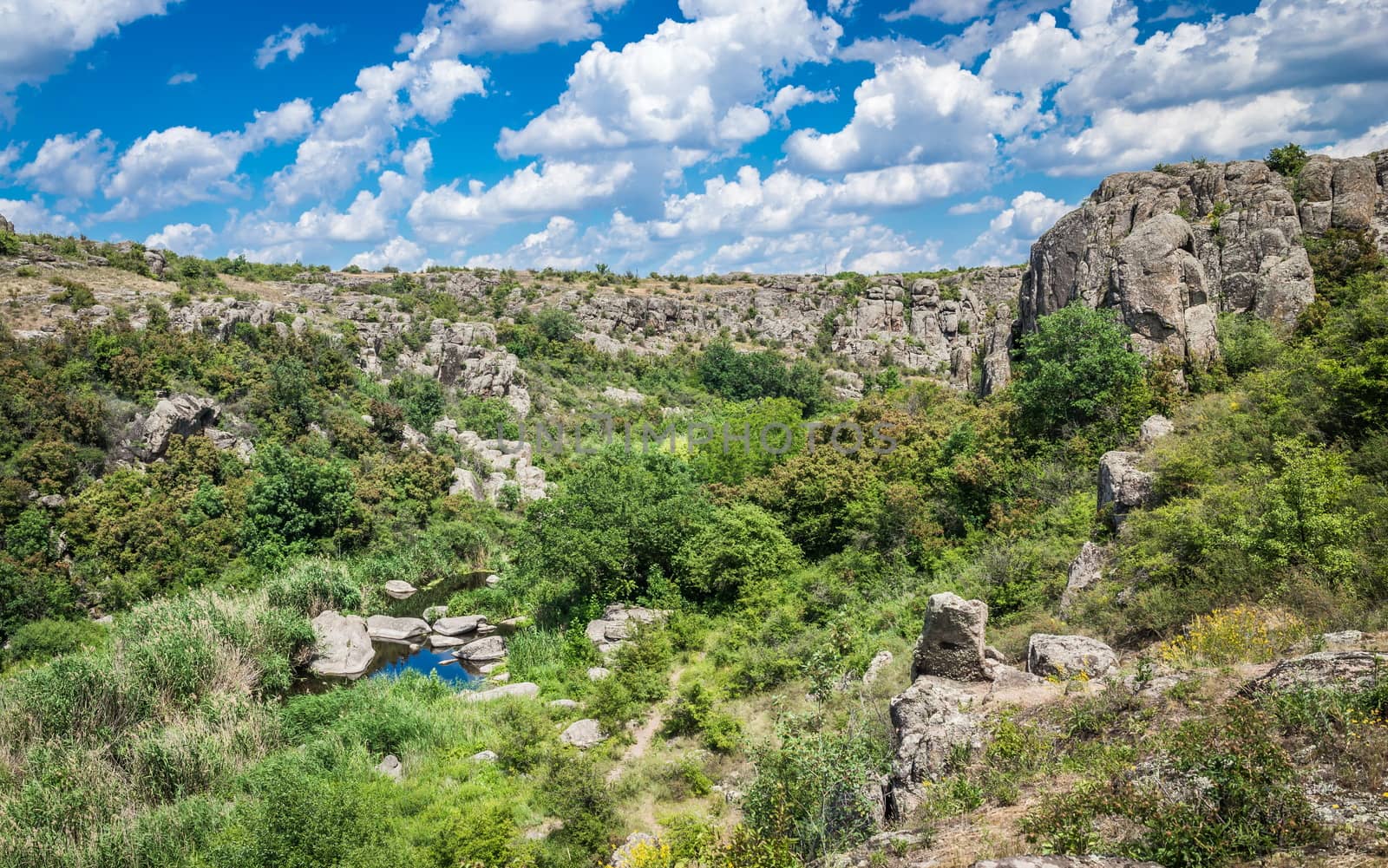 Landscape of the canyon Aktovo and Devil Valley in Ukraine. by Multipedia