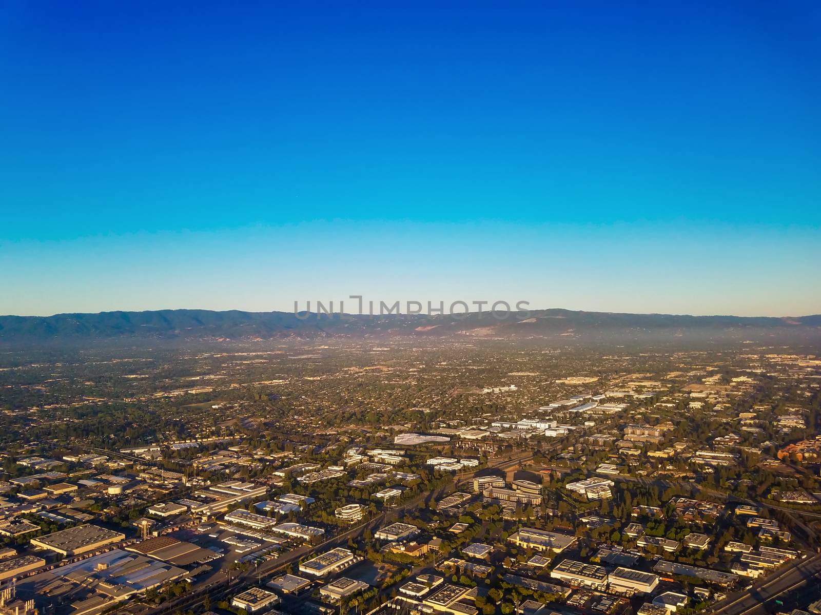 Aerial view on Silicon Valley, California, one of the well known high tech centers.