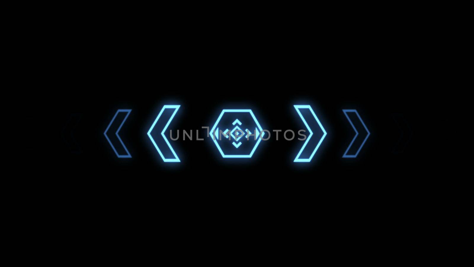 Futuristic screensaver with hex corner. HUD Heads Up Display Scanner high tech target digital read out. Abstract digital background with geometric particles by nolimit046