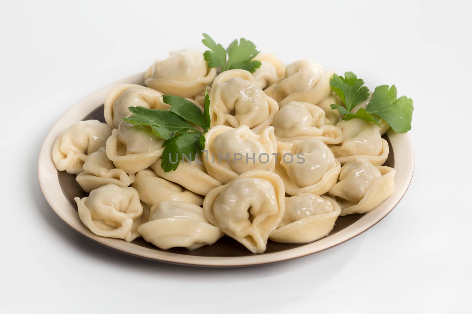 The Meat dumplings on a white background