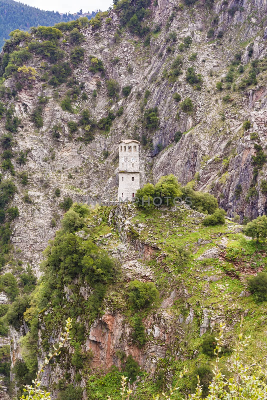 Clock tower at Proussos monastery near Karpenisi town in Evrytania - Greece.