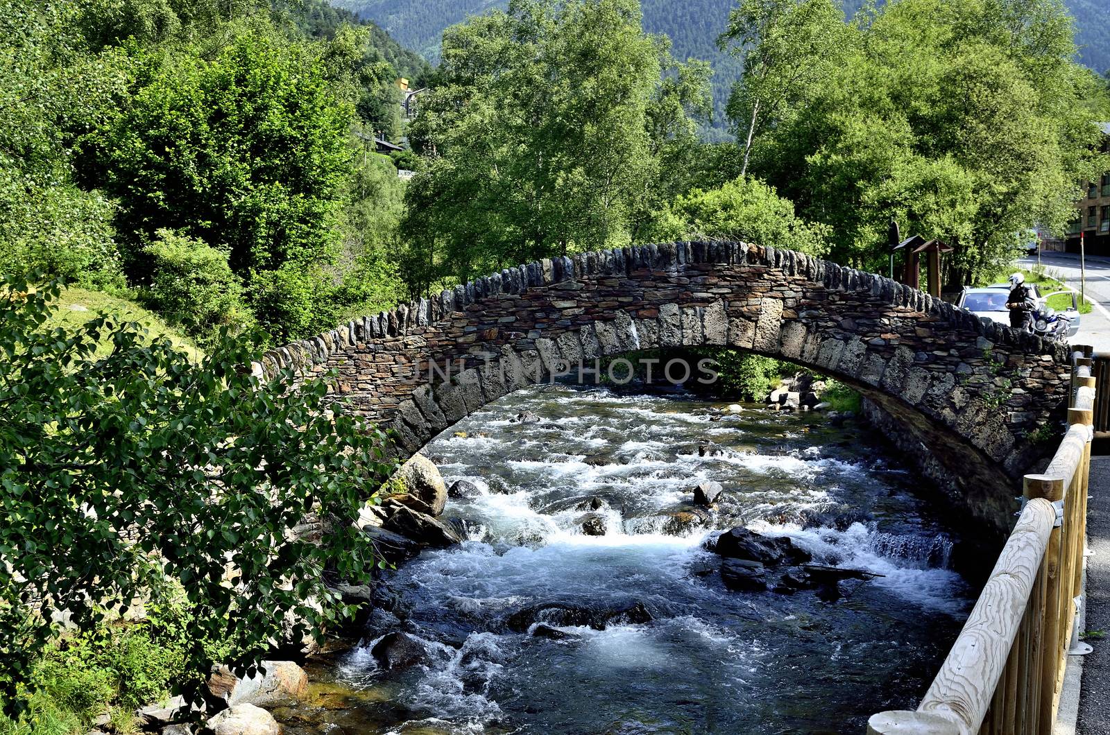Roman Bridge located in the Ordino region of Andorra