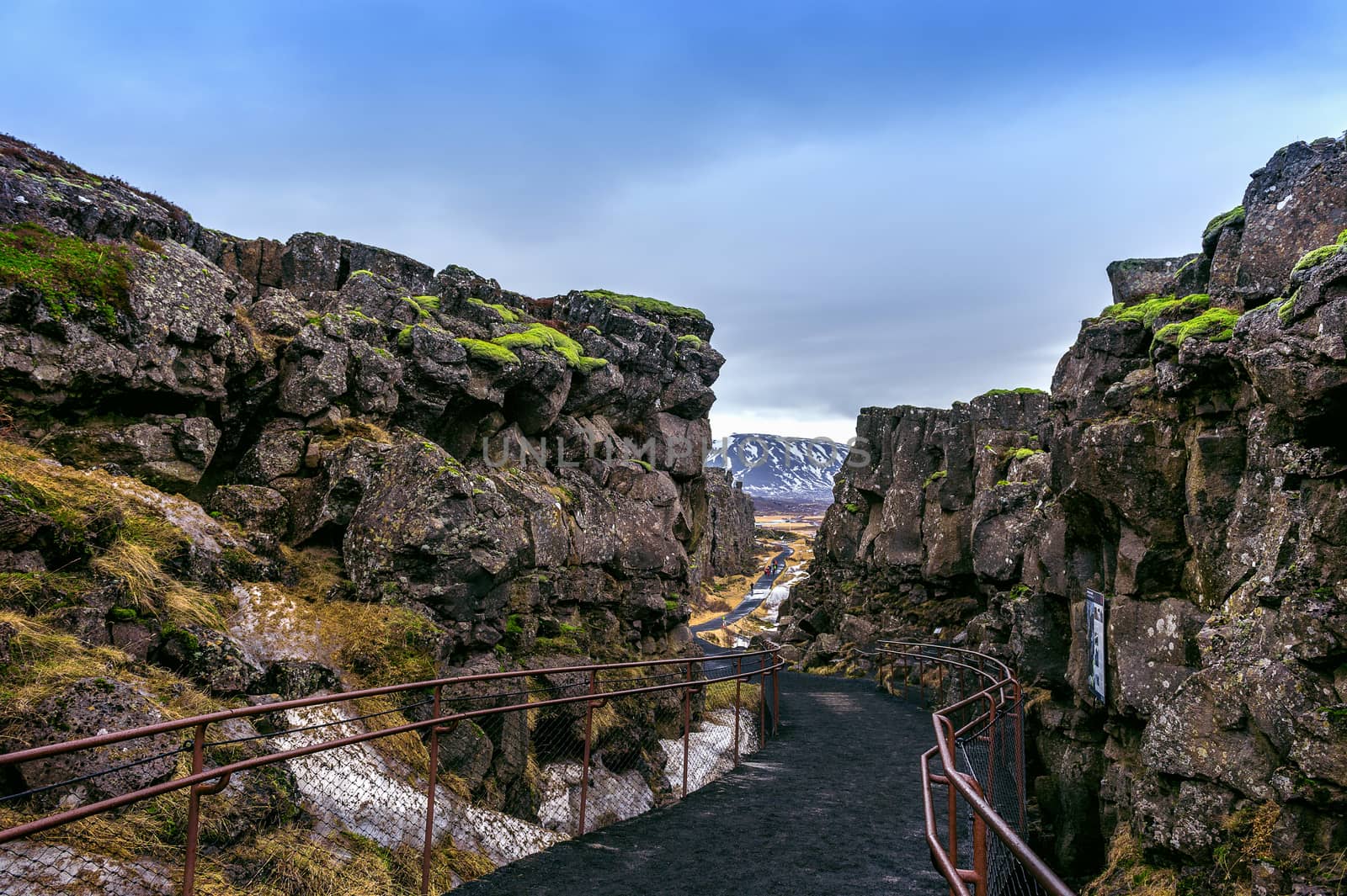 Pingvellir (Thingvellir) National Park, Tectonic Plates in Iceland.