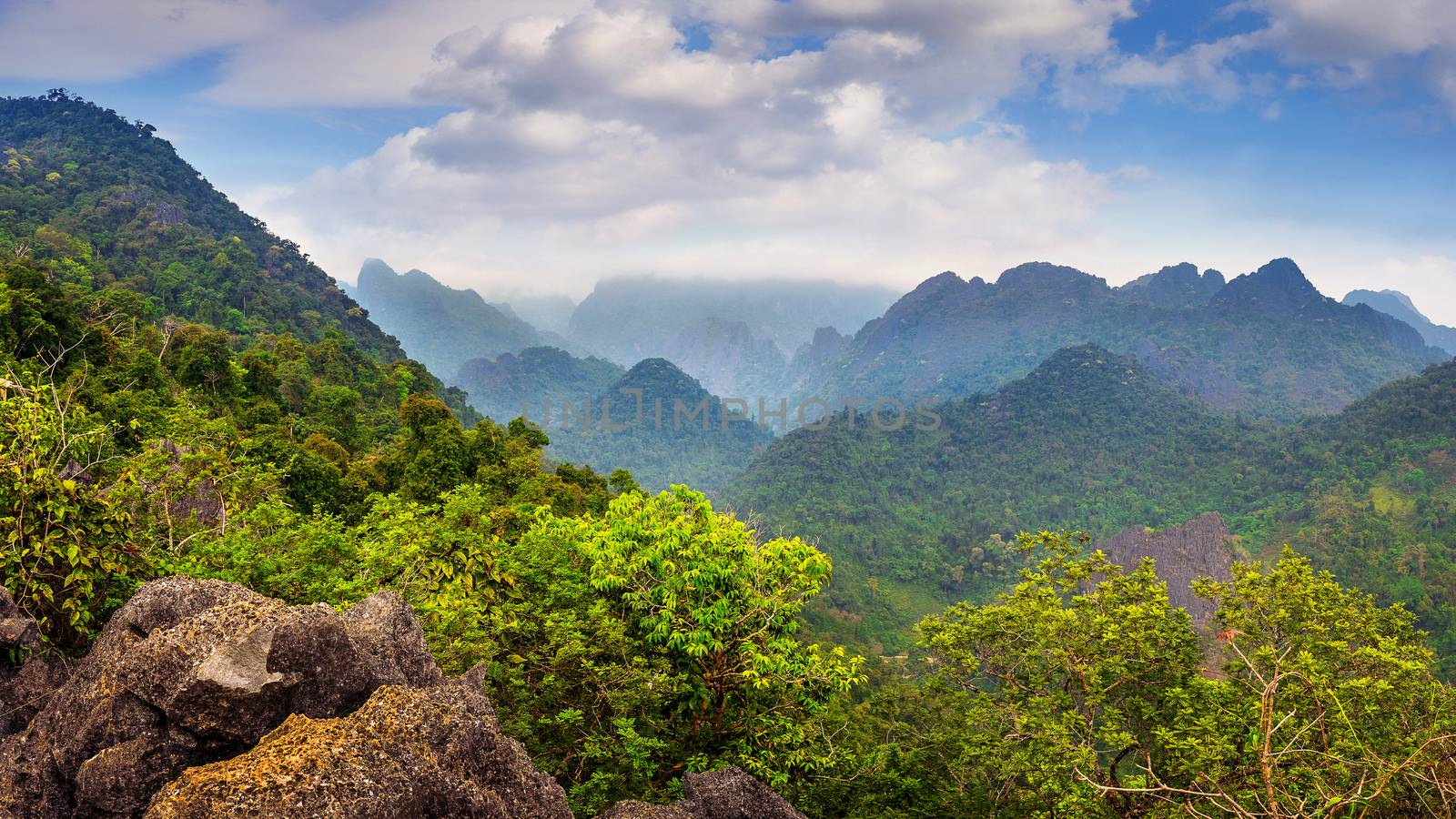 Beautiful landscape of mountains in Vang vieng, Laos. by gutarphotoghaphy