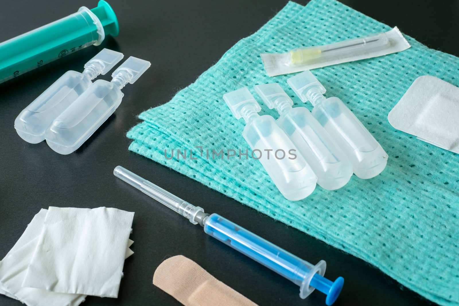 Medical Syringe and drug. Health care. Medical environment.