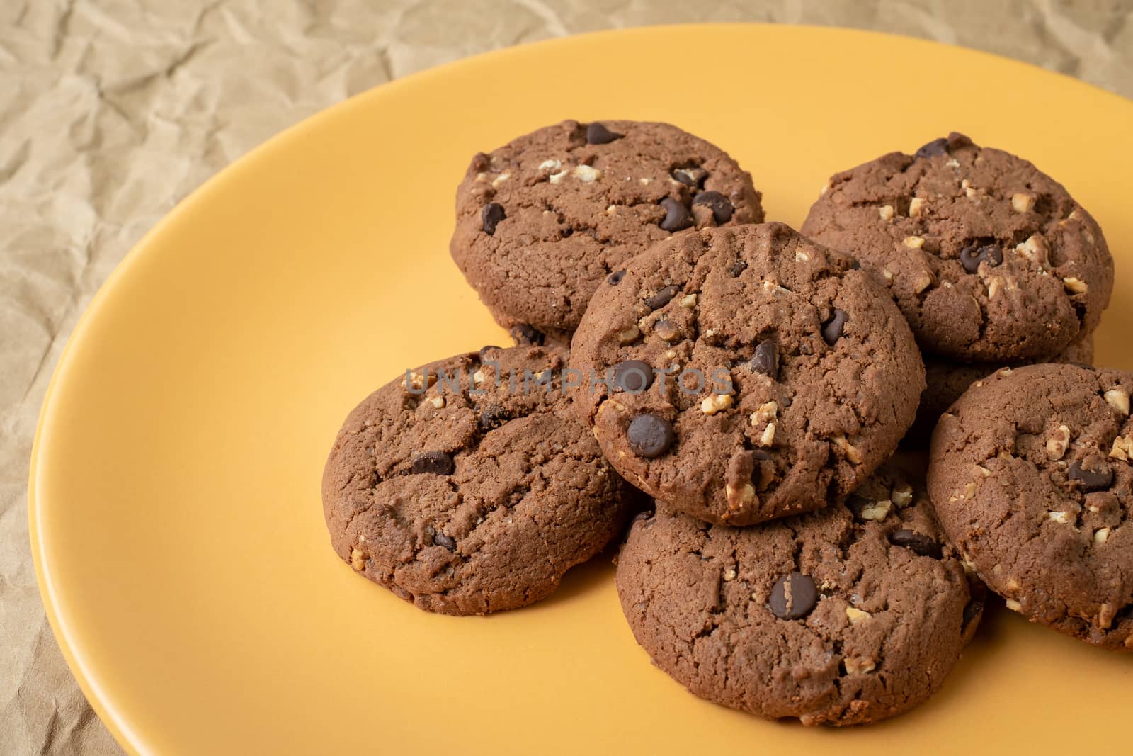 Chocolate cookies on plate