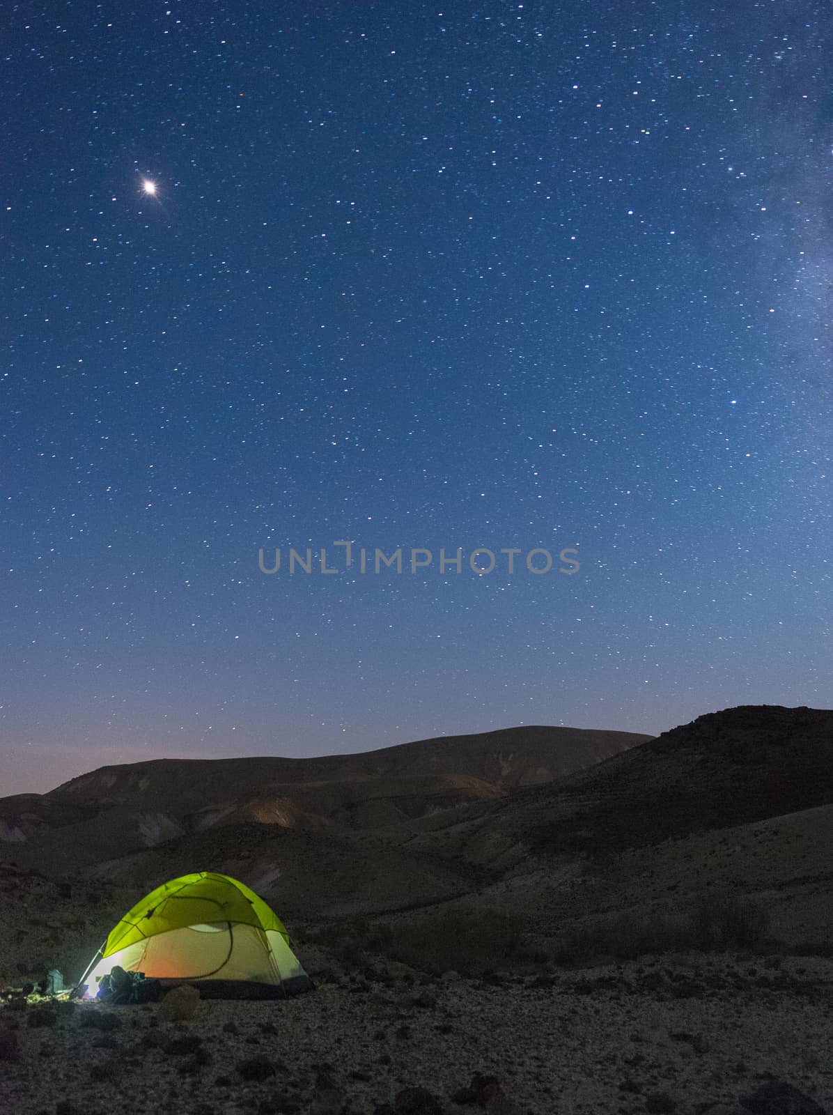Tent under stars in desert vacation by javax