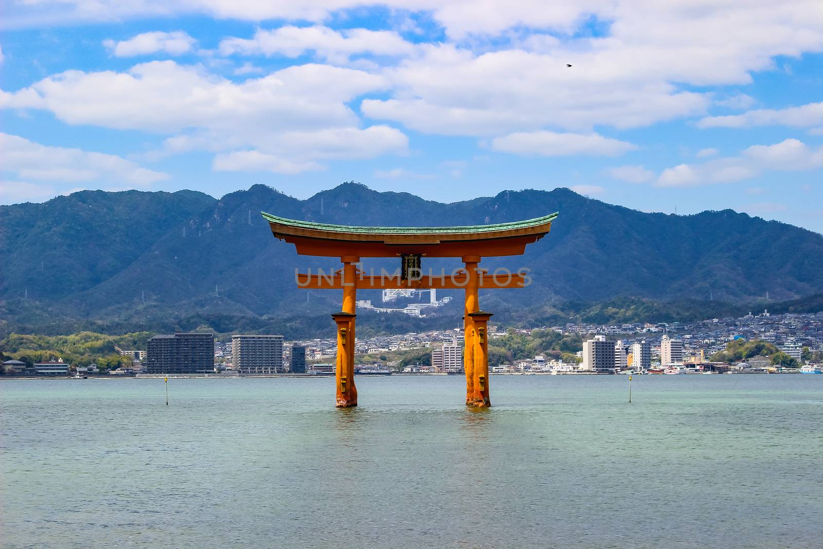 The Floating Torii gate of Itsukushima Shrine in Miyajima island, Hiroshima, Japan.