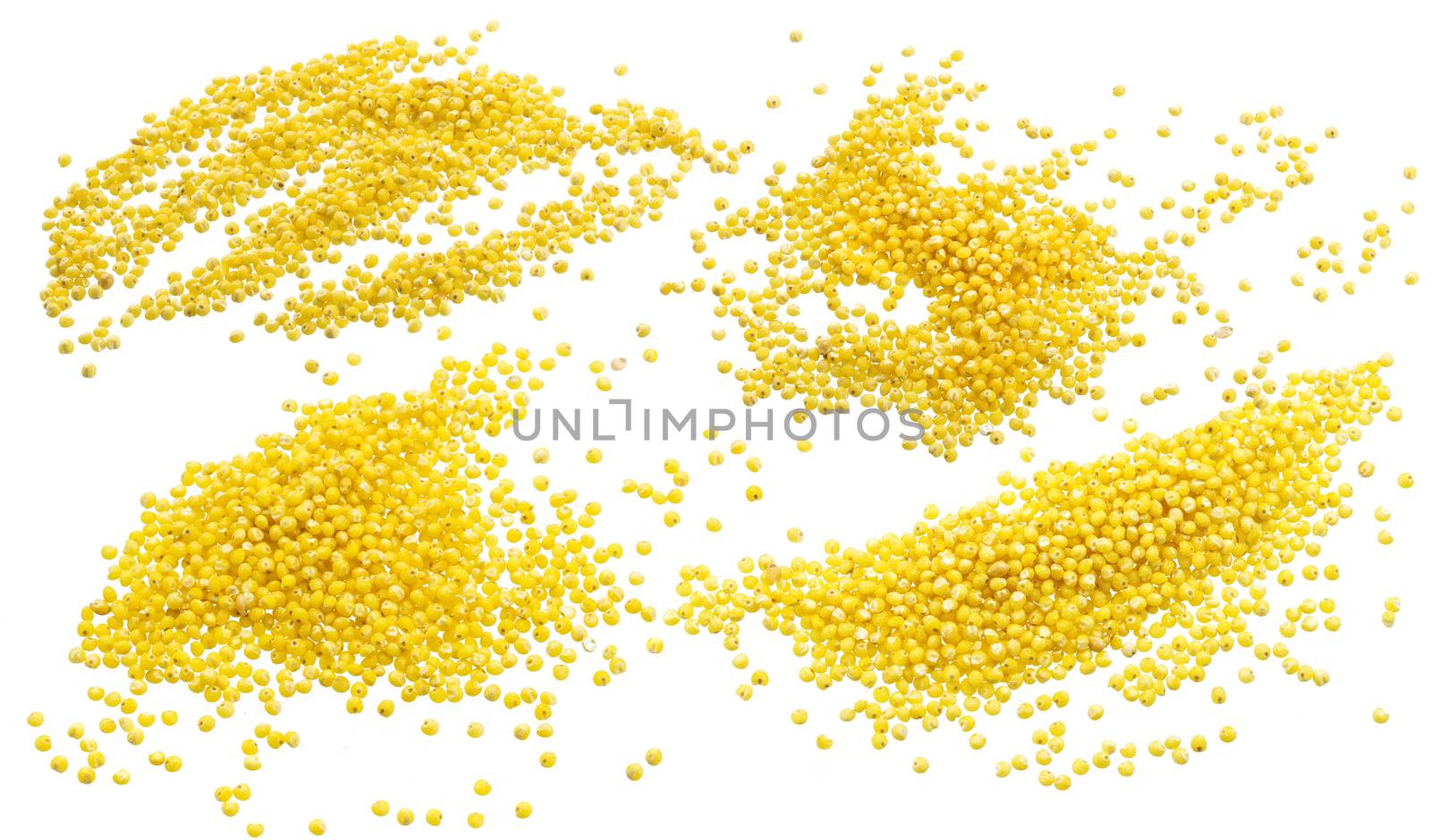 Millet seeds isolated on white background. Collection