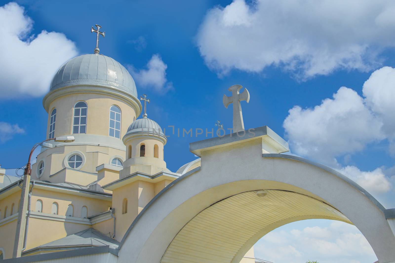 Orthodox christian church over deep blue sky by Angel_a