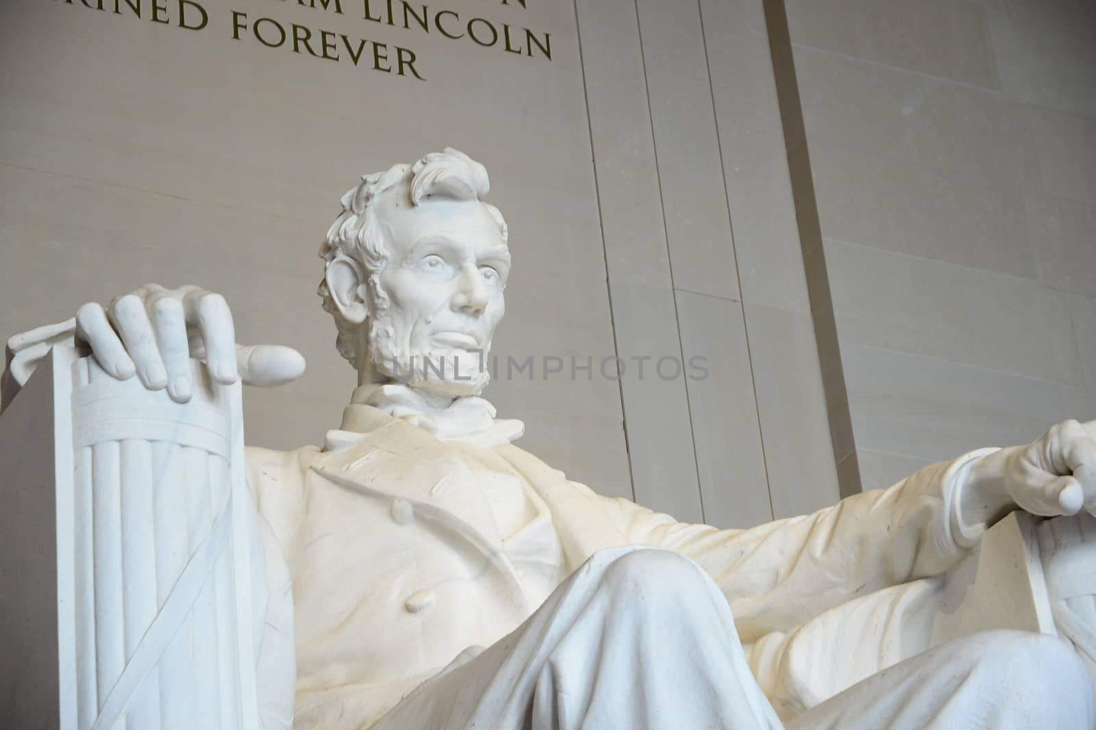 Tall prominent Lincoln Memorial Statue structure in Washington DC USA