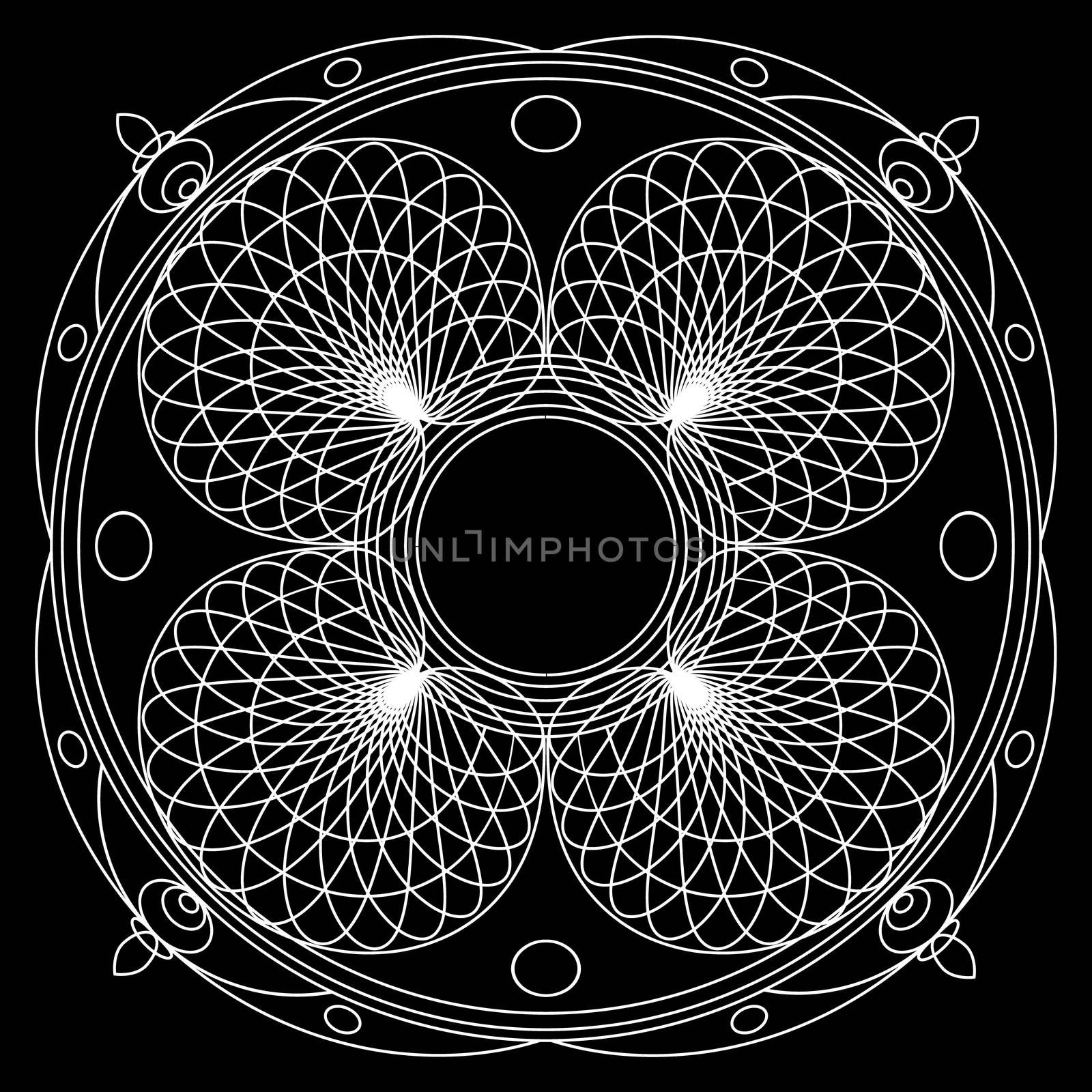 Mandalas for coloring book. Decorative black and white round outline ornament. Unusual flower shape. Oriental and anti-stress therapy patterns by Asnia