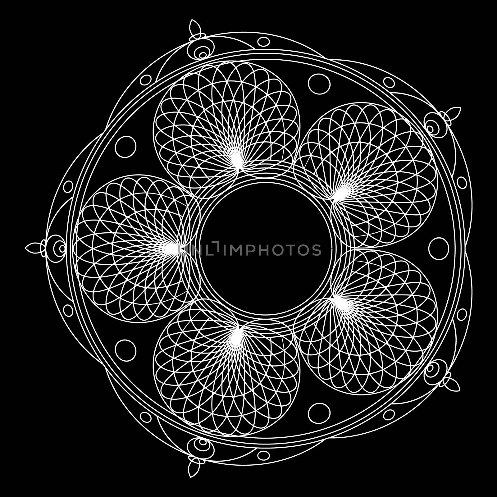 Mandalas for coloring book. Decorative black and white round outline ornament. Unusual flower shape. Oriental and anti-stress therapy patterns by Asnia