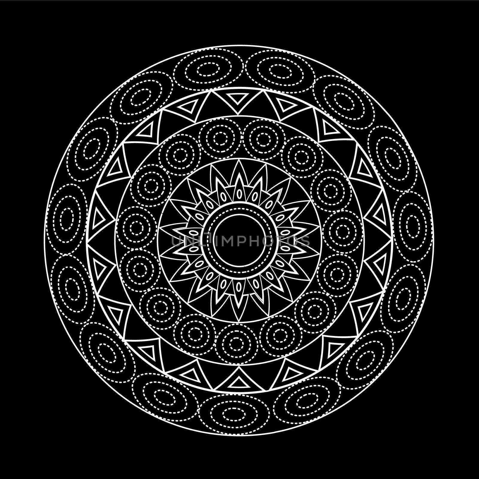 Mandalas for coloring book. Decorative black and white round outline ornament. Unusual flower shape. Oriental and anti-stress therapy patterns by Asnia