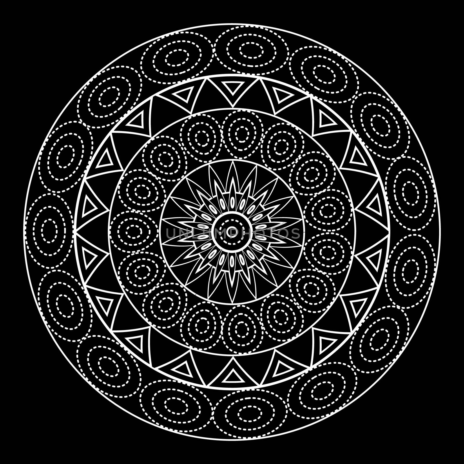 Mandalas for coloring book. Decorative black and white round outline ornament. Unusual flower shape. Oriental and anti-stress therapy patterns by Asnia