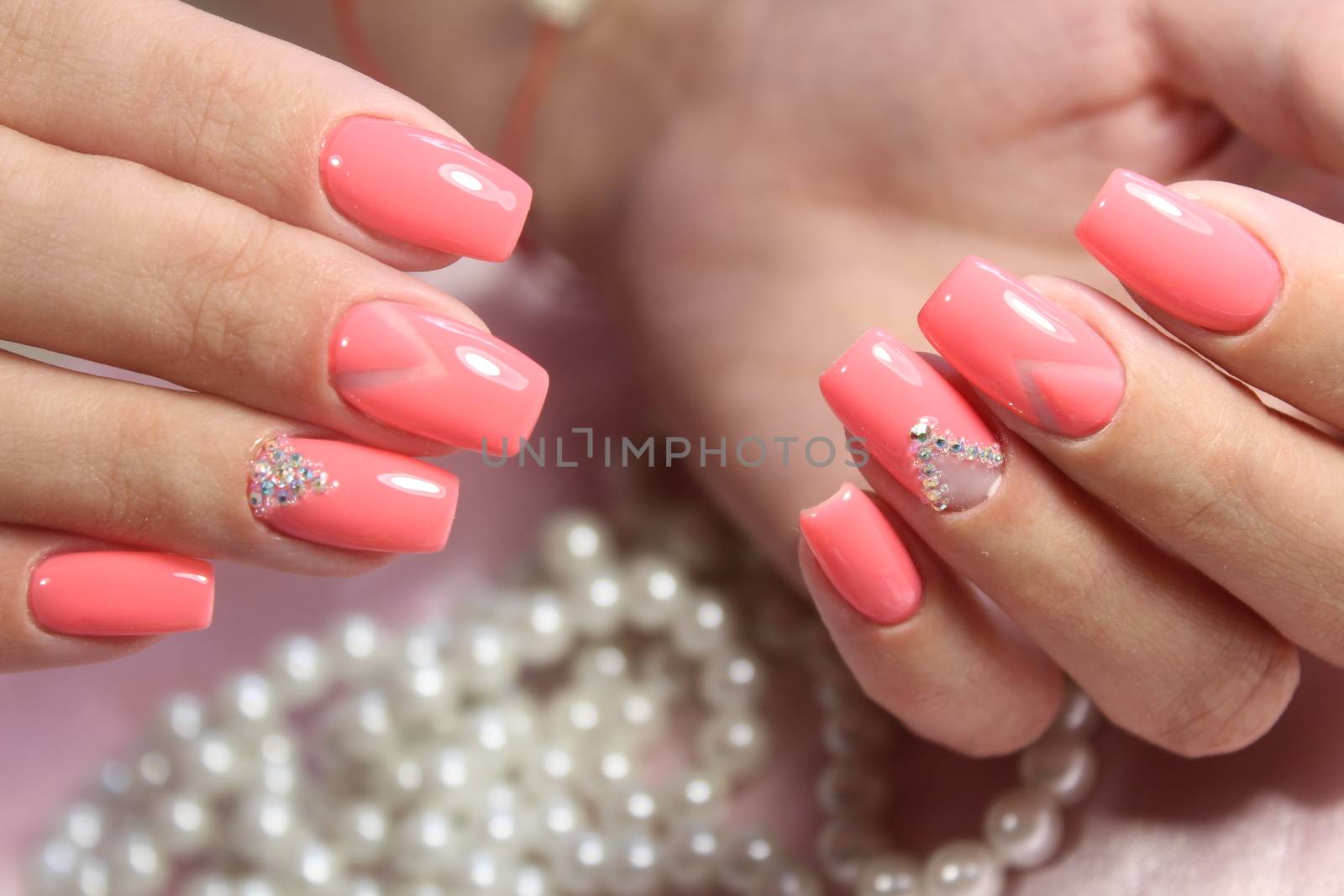 Pink Nail Art Geometry for beautiful, cute girls