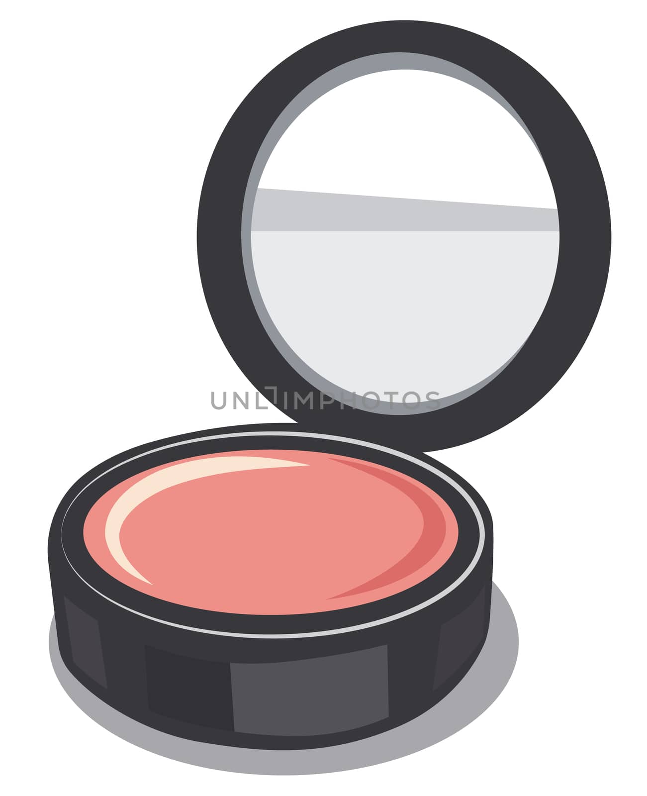 illustration of open make up powder puff box