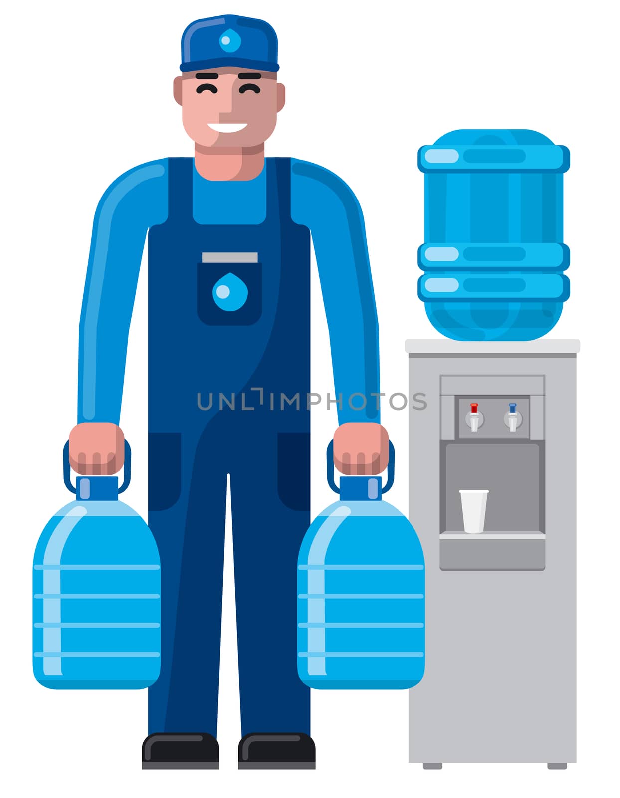 illustration of clean water delivery service man