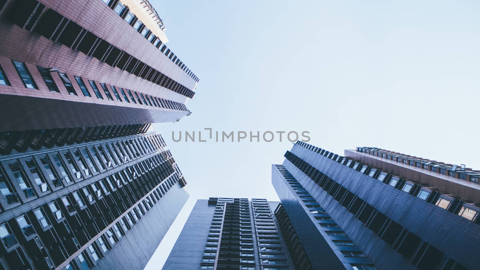 Skyscrapers View From Ground in Industrial City