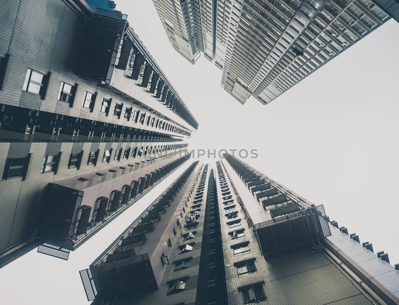 Skyscrapers View From Ground in Industrial City