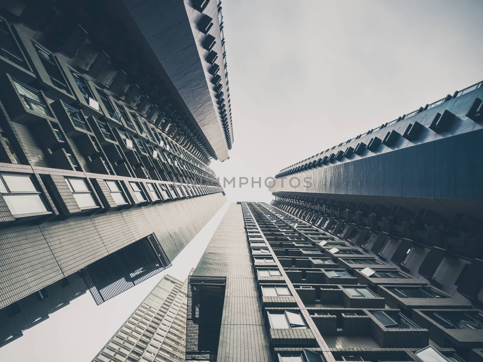 Skyscrapers View From Ground in Industrial City