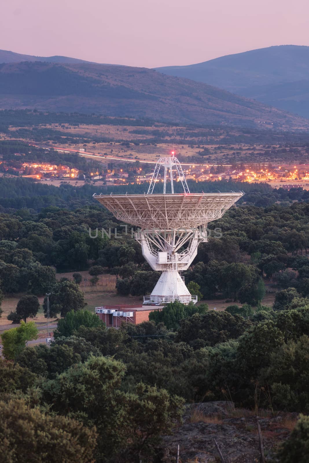 Large radio telescope antenna dish by HERRAEZ