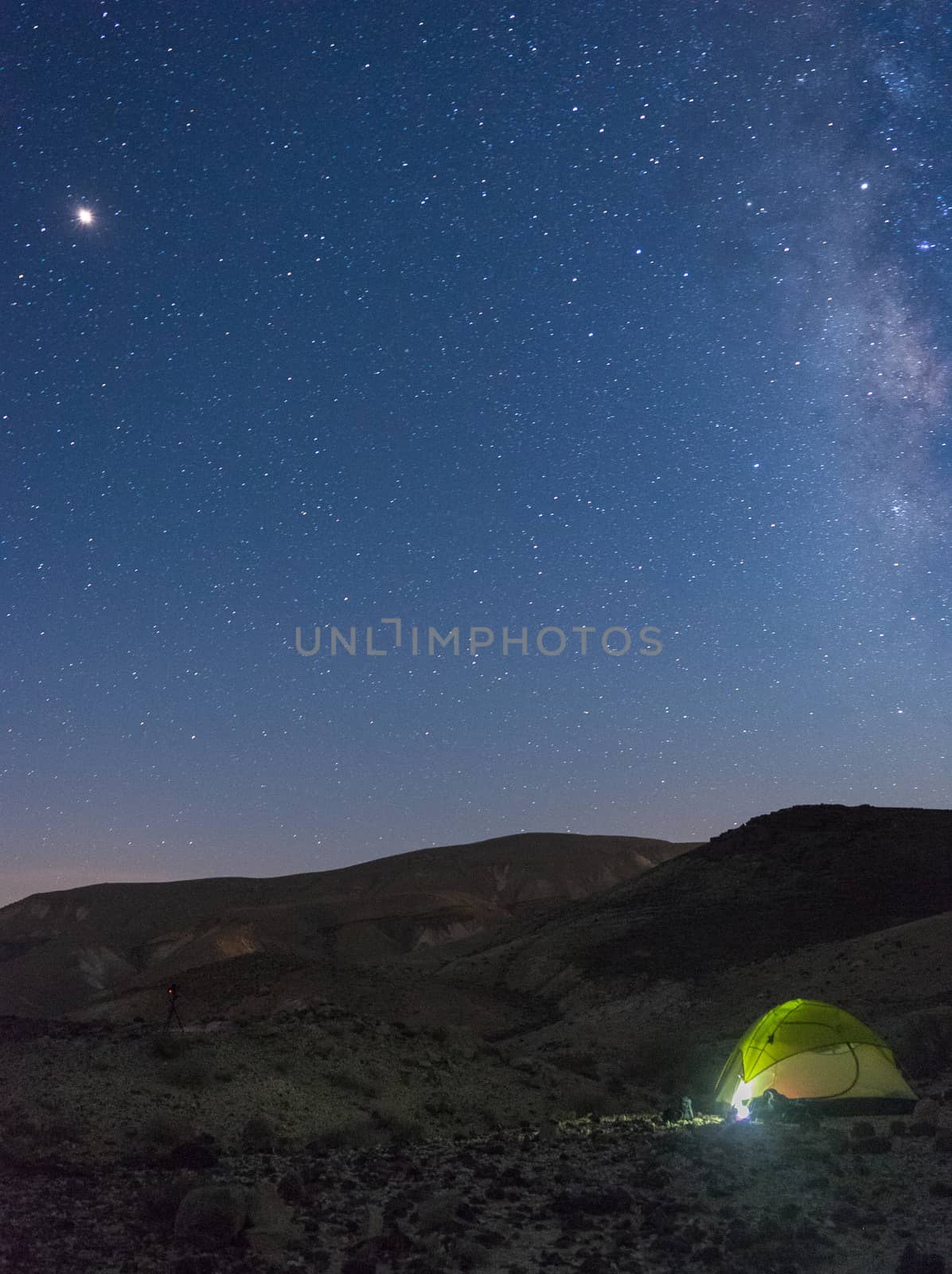 Travel in israel desert - hiking under stars