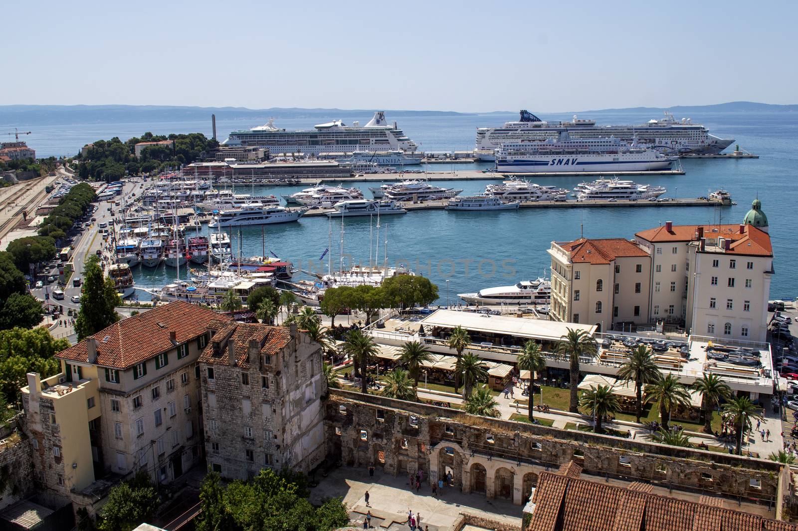 Split city harbor in Croatia in summer.