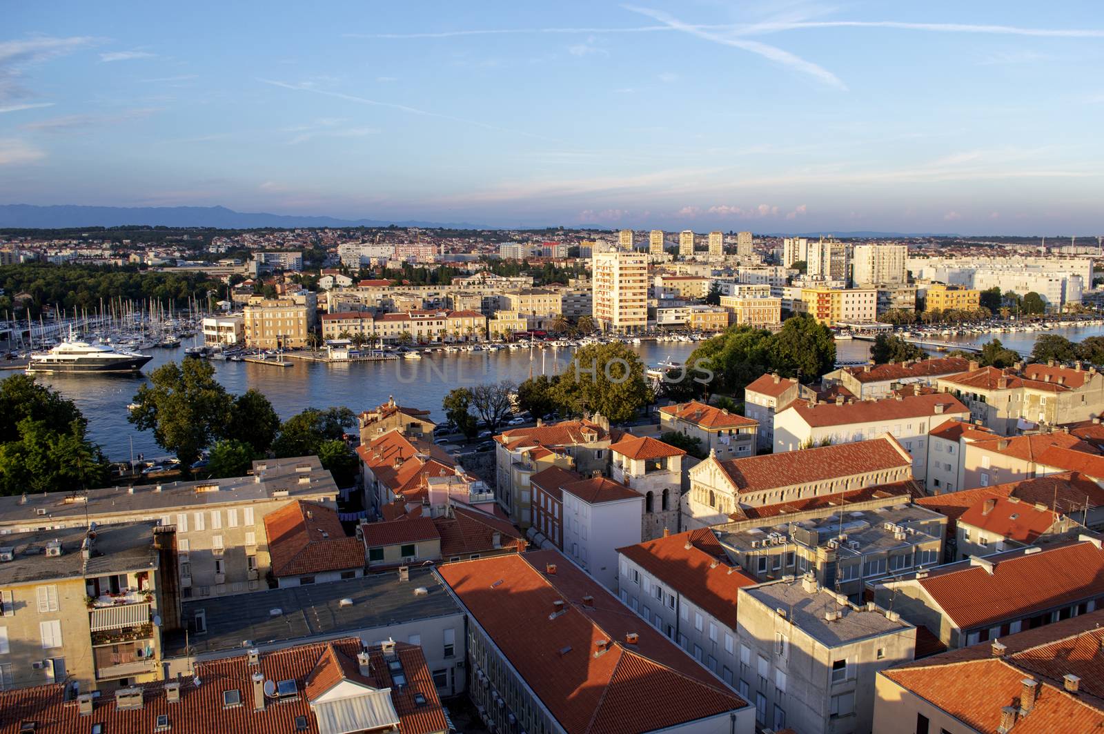 Zadar city landscape overview in Croatia in summer.
