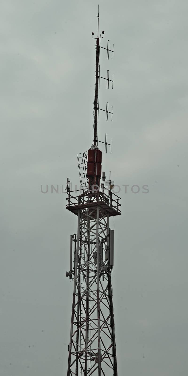 Upper part of steal radio tower with antennas by sheriffkule