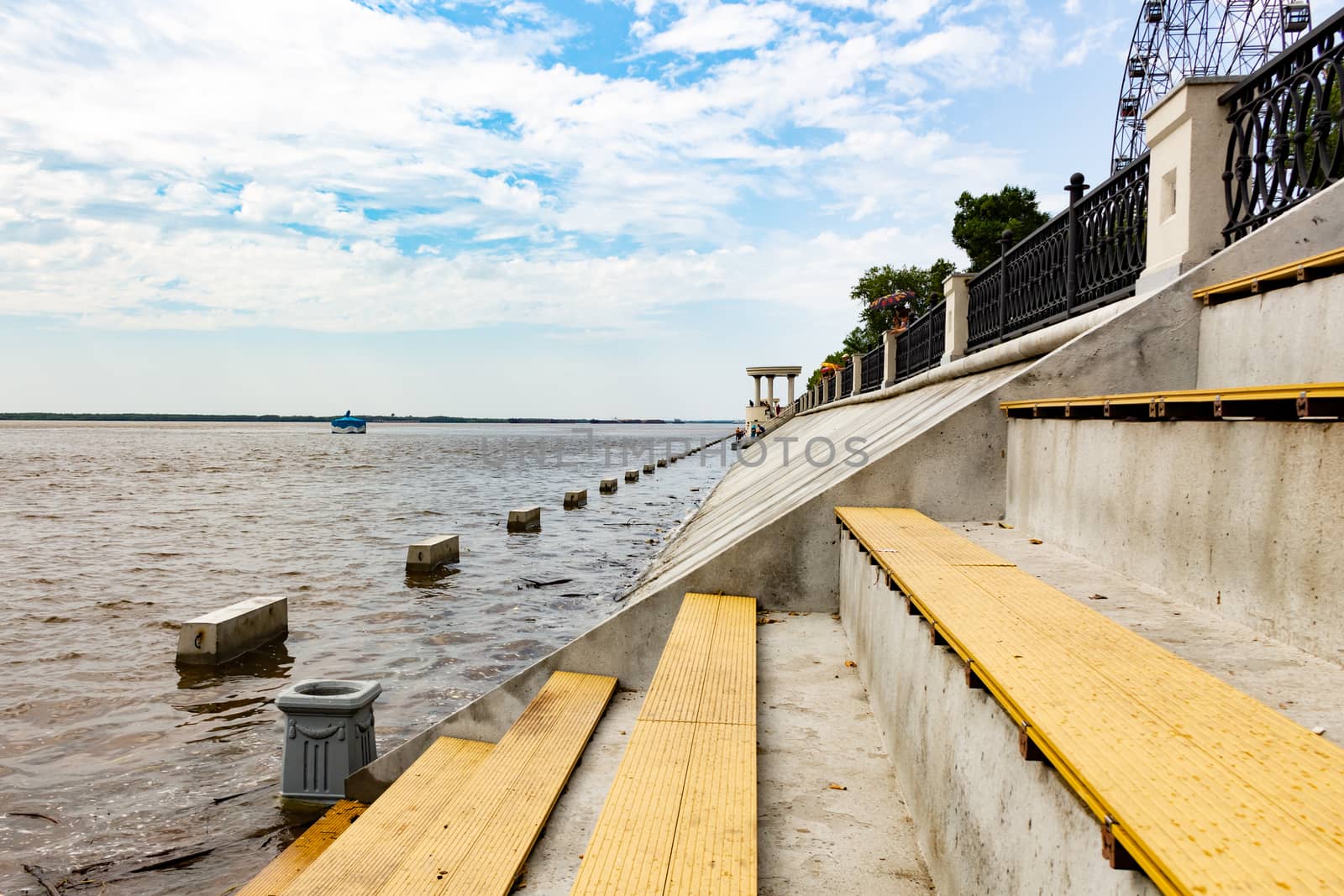 Flood on the Amur river near the city of Khabarovsk Russia. 31.07.2018. by rdv27