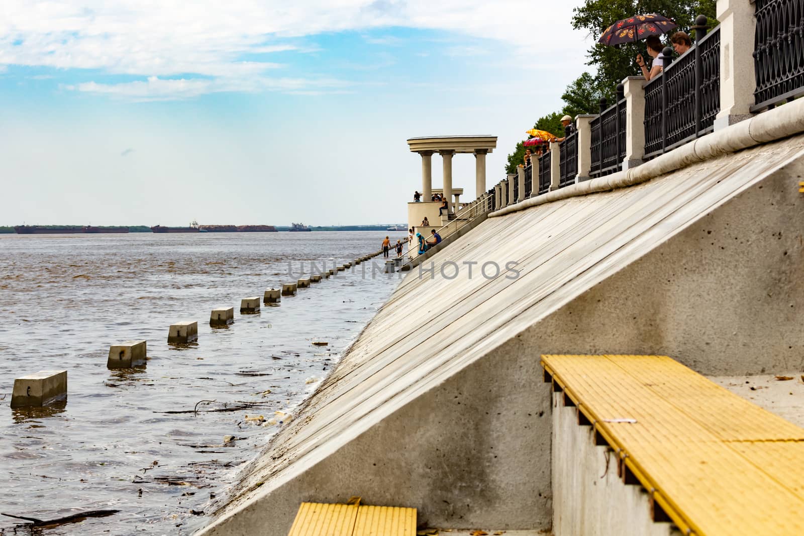 Flood on the Amur river near the city of Khabarovsk Russia. 31.07.2018. by rdv27