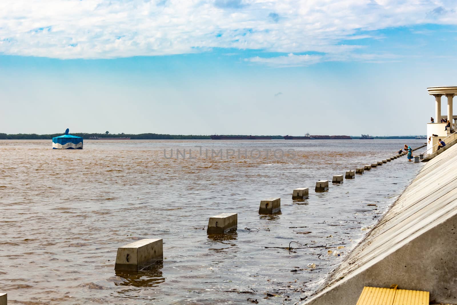 Flood on the Amur river near the city of Khabarovsk Russia. 31.07.2018. by rdv27