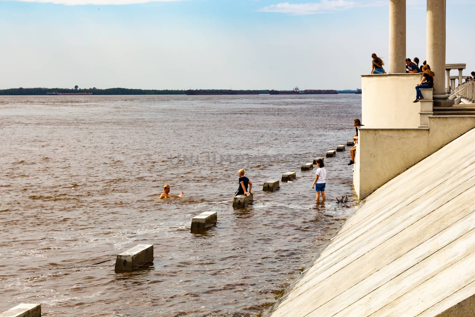 Flood on the Amur river near the city of Khabarovsk Russia. 31.07.2018. by rdv27