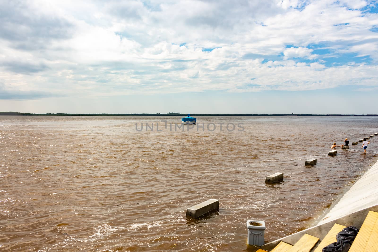 Flood on the Amur river near the city of Khabarovsk Russia. 31.07.2018. by rdv27