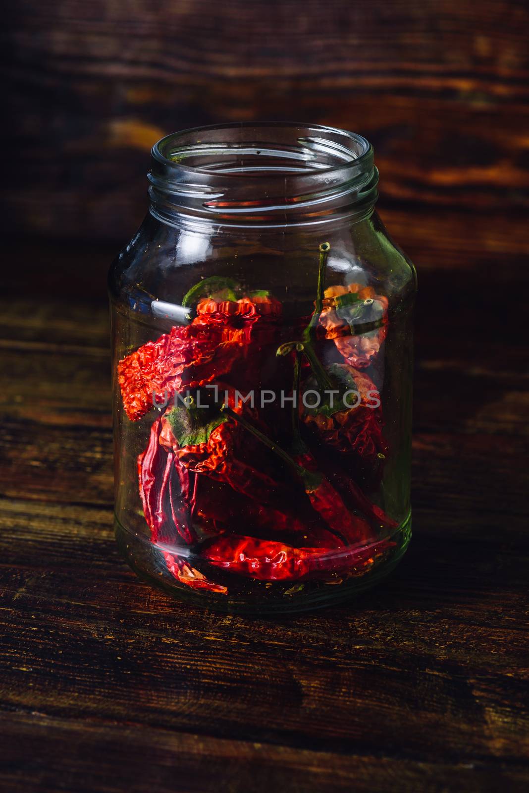 Dry Red Chili Peppers inside the Jar. by Seva_blsv