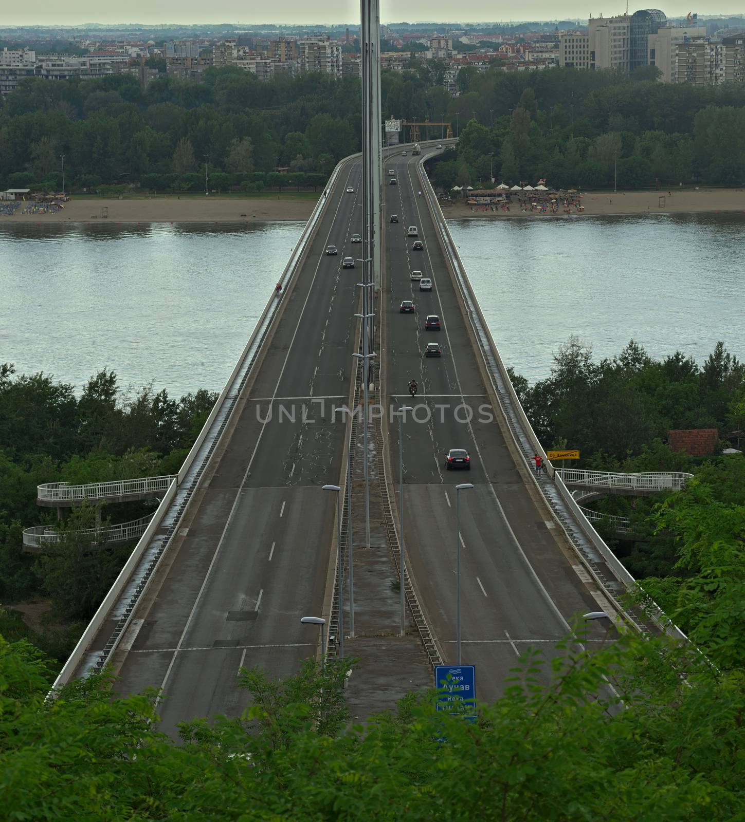 View on freedom bridge in Novi Sad, Serbia by sheriffkule