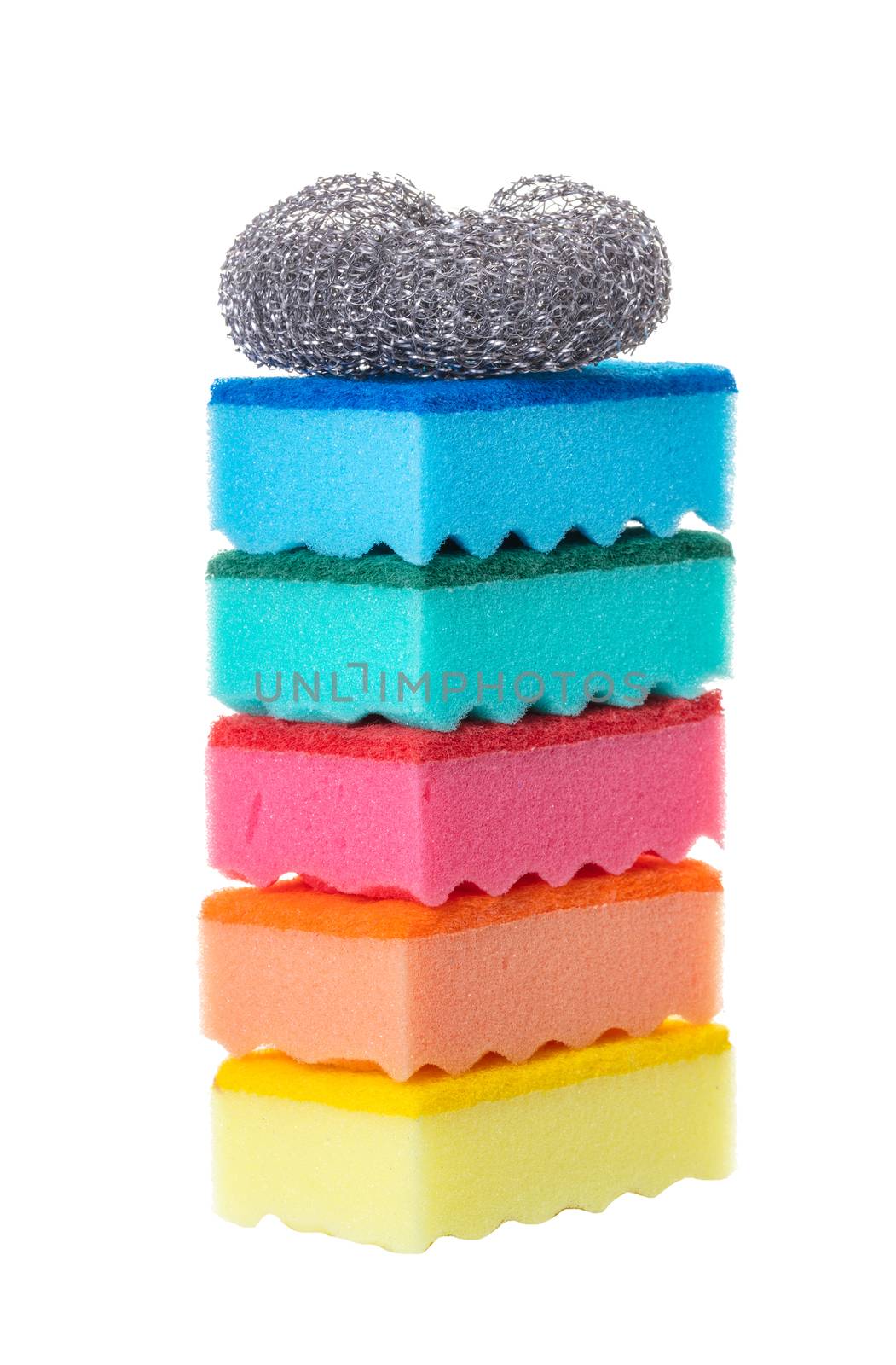 sponges for washing utensils on white isolated background