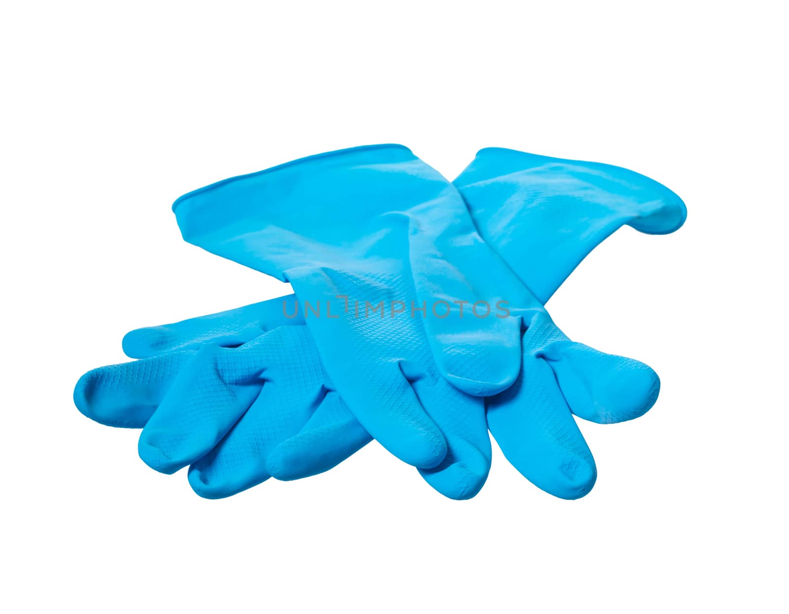new rubber gloves on white isolated background
