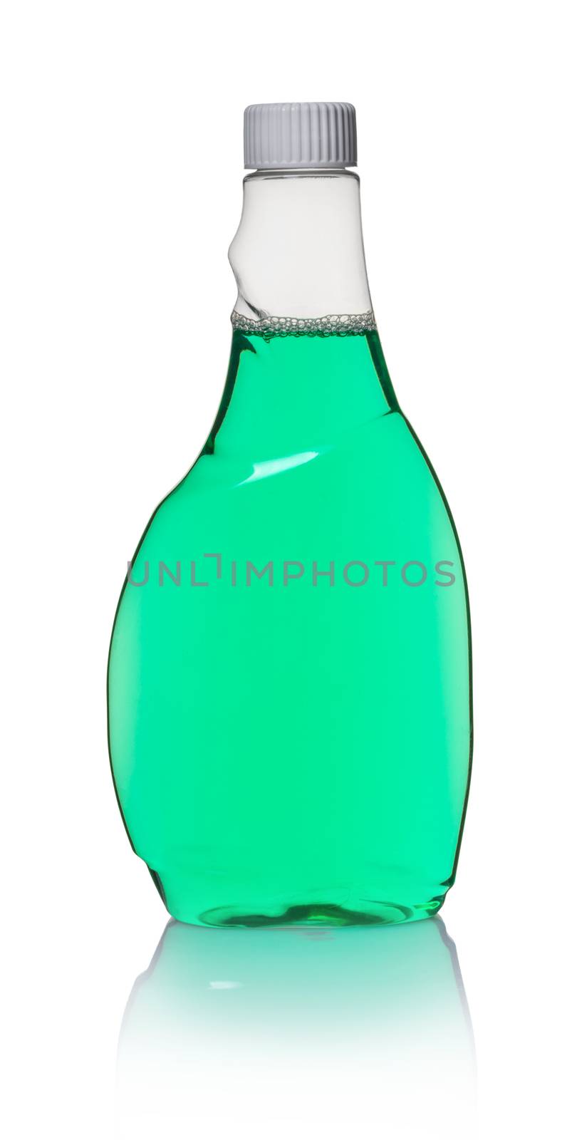 detergent in bottle on white isolated background