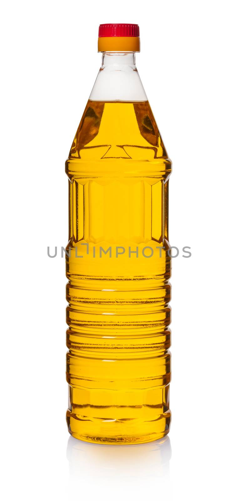 sunflower oil in bottle on white isolated background